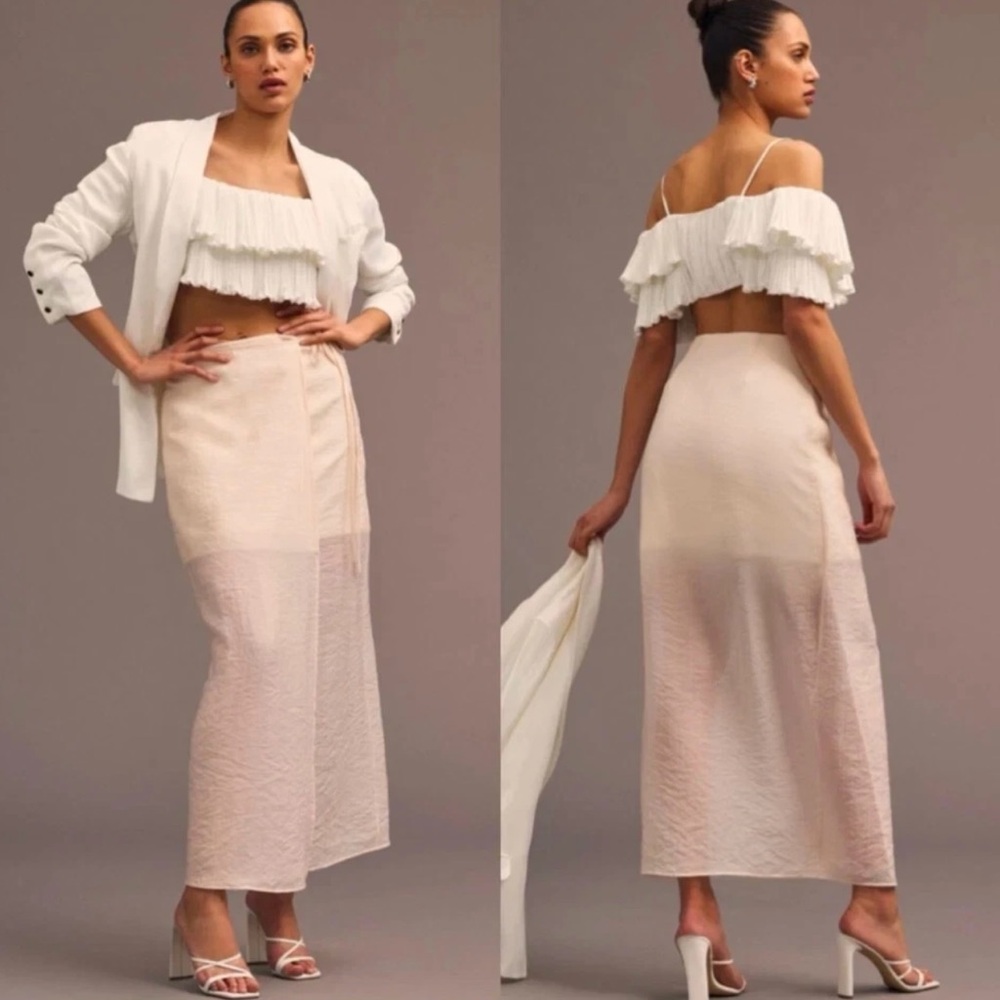 Anthropologie SUNDAY IN BROOKLYN Sheer Wrap Maxi Skirt size Small NWT $98